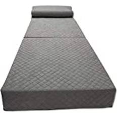Odolplusz Hopfällbar madrass, gästmadrass, 3-delad hopfällbar madrass, skum, intervertebral skivkub, vikbar, tvättbart överdrag, vikbar madrass, vuxna (70 x 200 x 15 cm, grå)