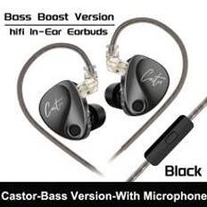 Hot Sale - Original KZ-Castor Harman Enhanced Bass HiFi Stereo Surround Sound Musik Trådbundna Hörlurar 2 Dynamisk Justerbar Balanserad In-Ear Monitor - Basförstärkt version - med mikrofon (En-Storlek)