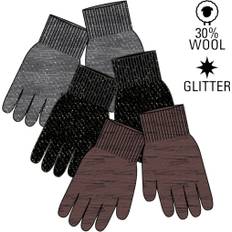Mikk-Line Magic Gloves 3 Pack w. Lurex Stl. 8-16Y unisex - Vantar & Handskar Från Magasin - French Roast-blac (8-16Y)
