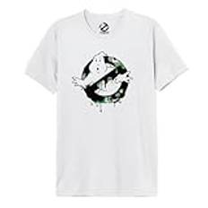 GHOSTBUSTER "Affisch" MEGHOSDTS061 T-shirt för män, vit, storlek XXL, Vitt och blått, XXL