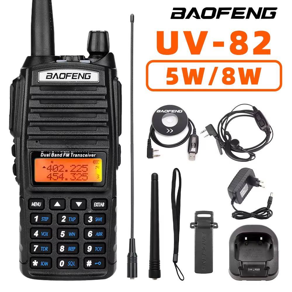 Baofeng UV-82 Walkie-Talkie 5W/8W FM Dubbel Standby Lång Batteritid Utomhus Självkörning Civil Handhållen Walkie-Talkie