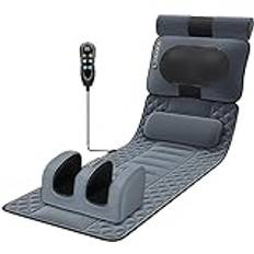 Helkroppsmassagematta med värme 20 halsar massagehuvuden, fotmassager hel kroppsvibration massagedyna 9 växlar massage/3 tidslägen shiatsu massagedyna för bakre ländryggen fot