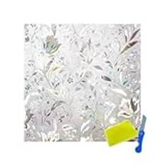 VIVIIHOO Självhäftande matt glasfilm, 30 x 500 cm, integritetsfärgat fönster, mönsterblommönster, 3D-glasfilm för badrum, kontor, statisk fönsterfilm utan lim