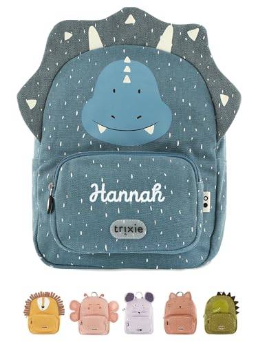 wunderwunsch TRIXIE Kindergartenrucksack, Rucksack für Sportunterricht Schule und Kindergarten, Hort und Krippe, personalisiert mit deinem Wunschnamen (Triceratops, Klein (5,25 Liter))