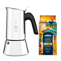 Bialetti Venus Elegance 6 Koppar mokabryggare Inkl. Lavazza Tales of Italy Canal Grande 226,8g Malet kaffe