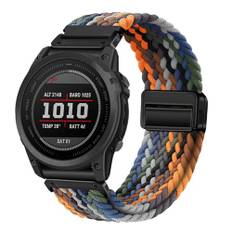 YOOSIDE Quick Fit Armband på 22 mm, flätat, elastiskt, med magnetlås, för Garmin Fenix 7/6/5/epix Pro 47 mm, band av nylon, stretchigt klockarmband för Forerunner 955, Quick Fit 22, Nylon, Ingen