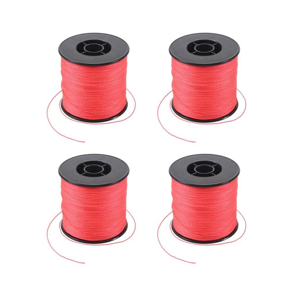 4 Pcs 500M 100LB 0.5mm Super Strong Braided Fishing PE 4 Strands Color:Red