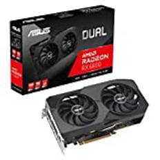 ASUS Dual AMD Radeon RX 6600 8 GB GDDR6 spelgrafikkort (AMD RDNA 2, PCIe 4.0, 8 GB GDDR6-minne, HDMI 2.1, DisplayPort 1.4a, Axial-tech fläktdesign, 0ddB-teknik)