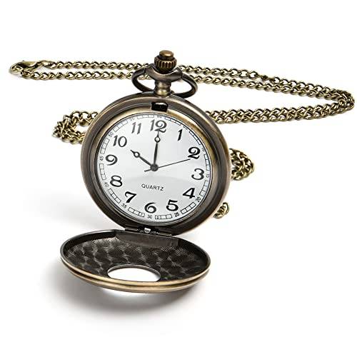 Vicloon Taschenuhr Vintage Bronze für Herren - Antike Uhr Mit Kette