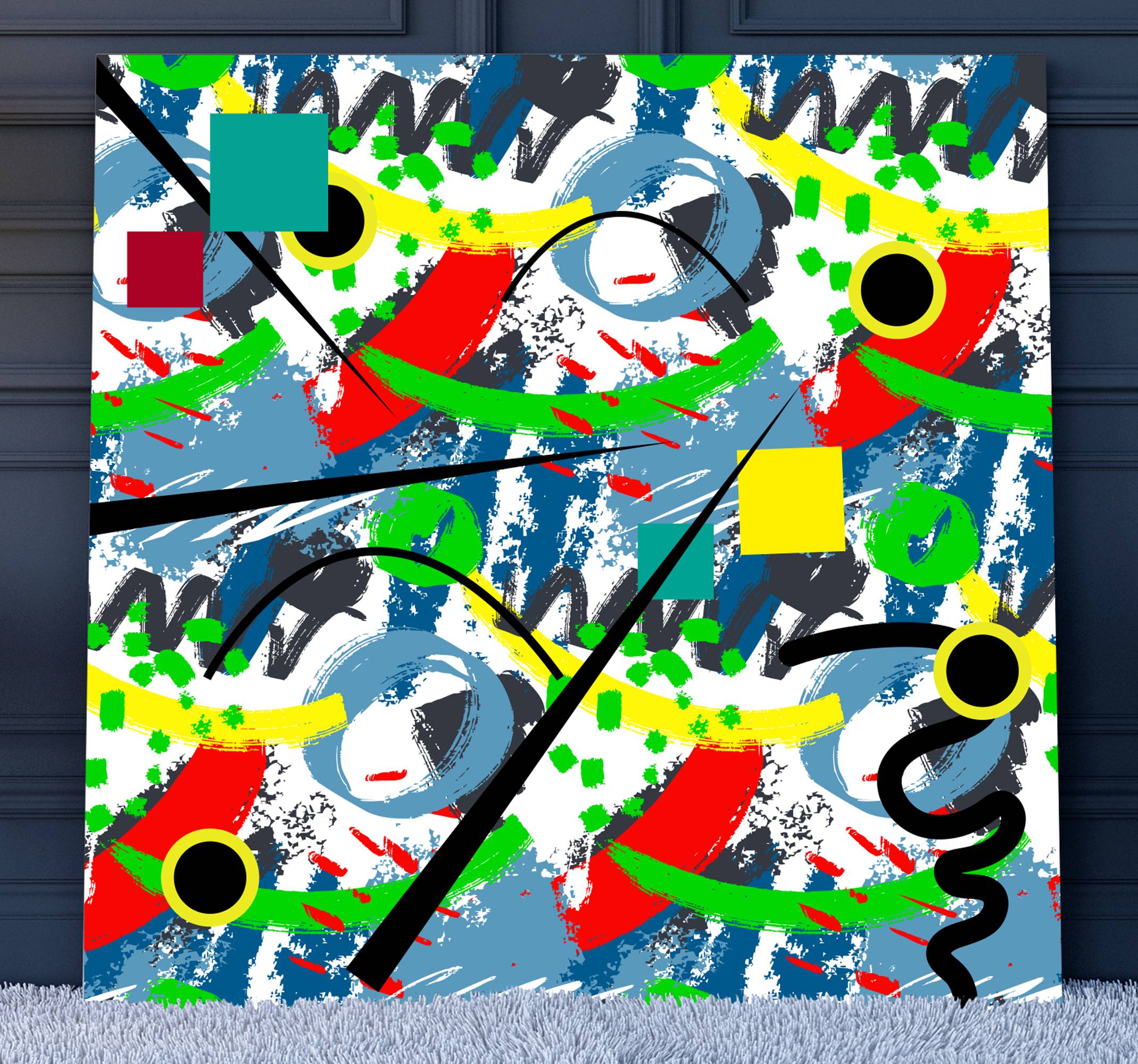 Kandinsky stil abstrakt inramad canvas tavla