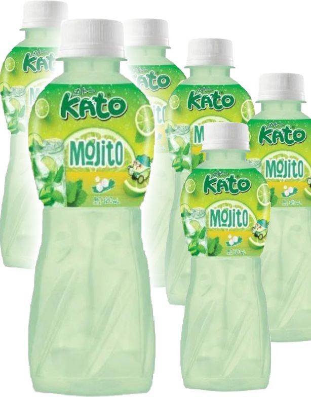 6 stk Kato Fruit Juice Nata De Coco Mojito - Juice med Mojitosmag og Kokosgeléstykker - Hel Pakke 6x320 ml (Thailand)