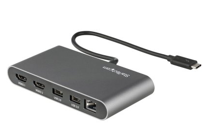 StarTech.com Thunderbolt 3 Mini Dock - Portable Dual Monitor TB3 Laptop Docking Station HDMI 4K 60Hz