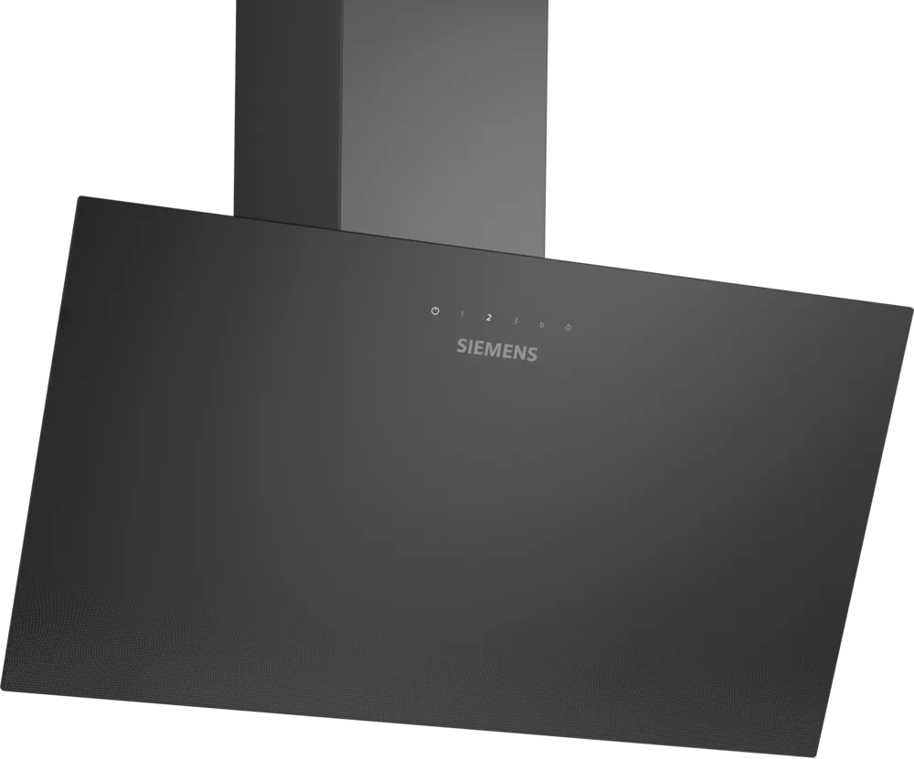 Væghængt emhætte 80 cm - Klart glas med sort tryk - Siemens iQ100 - LC85KDK6K