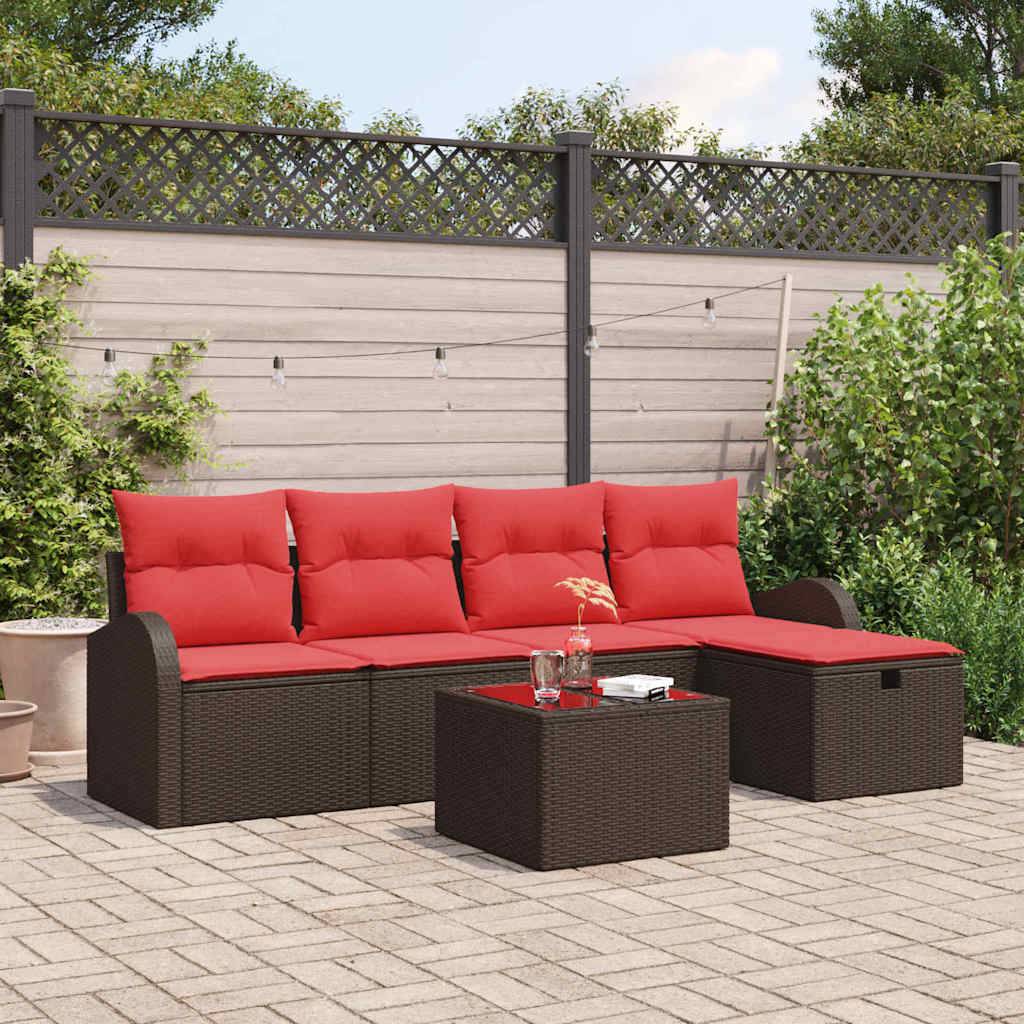 Havesofa Sæt 6 stk. Brun polyrattan