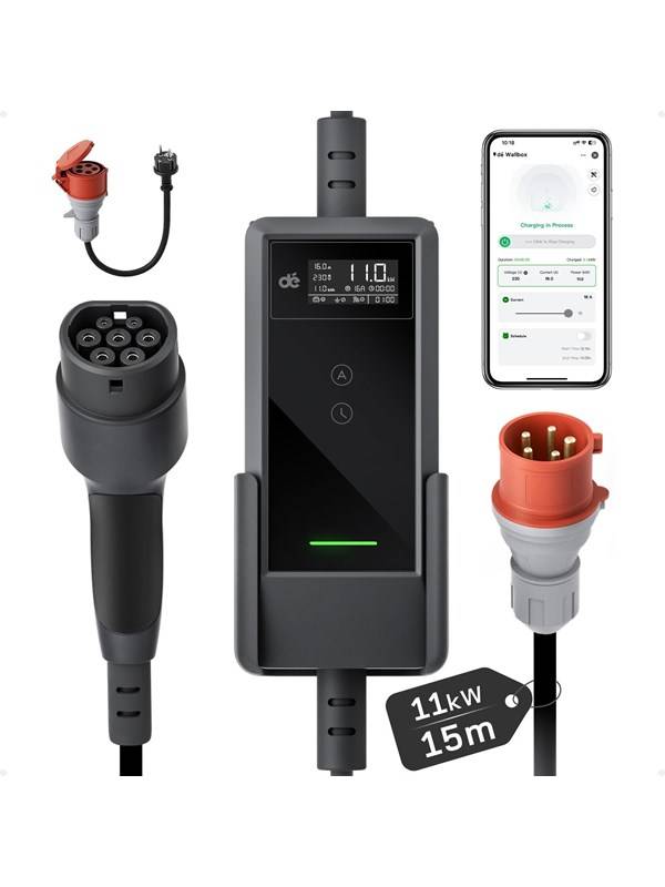 dé 11kW Portable Charger with 15m Cable (APP VERSION)