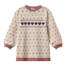 Fliink Kjole - Bomuld/Uld - Nova - Multi Heart - Sandshell - Fliink - 92 - Kjole