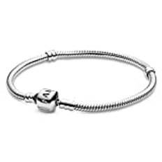 PANDORA Moments Schlangen-Gliederarmband mit Zylinderverschluss aus Sterling-Silber, kompatibel mit Charms und Anhängern aus der Moments Kollektion, Größe: 20cm