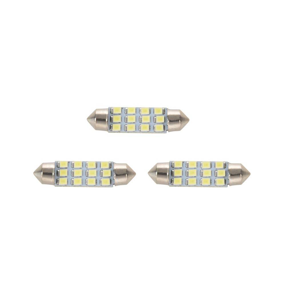 3pcs 42mm 12 SMD 3528 LED White Car Interior C5w Dome Festoon Bulb Light Lamp 12V