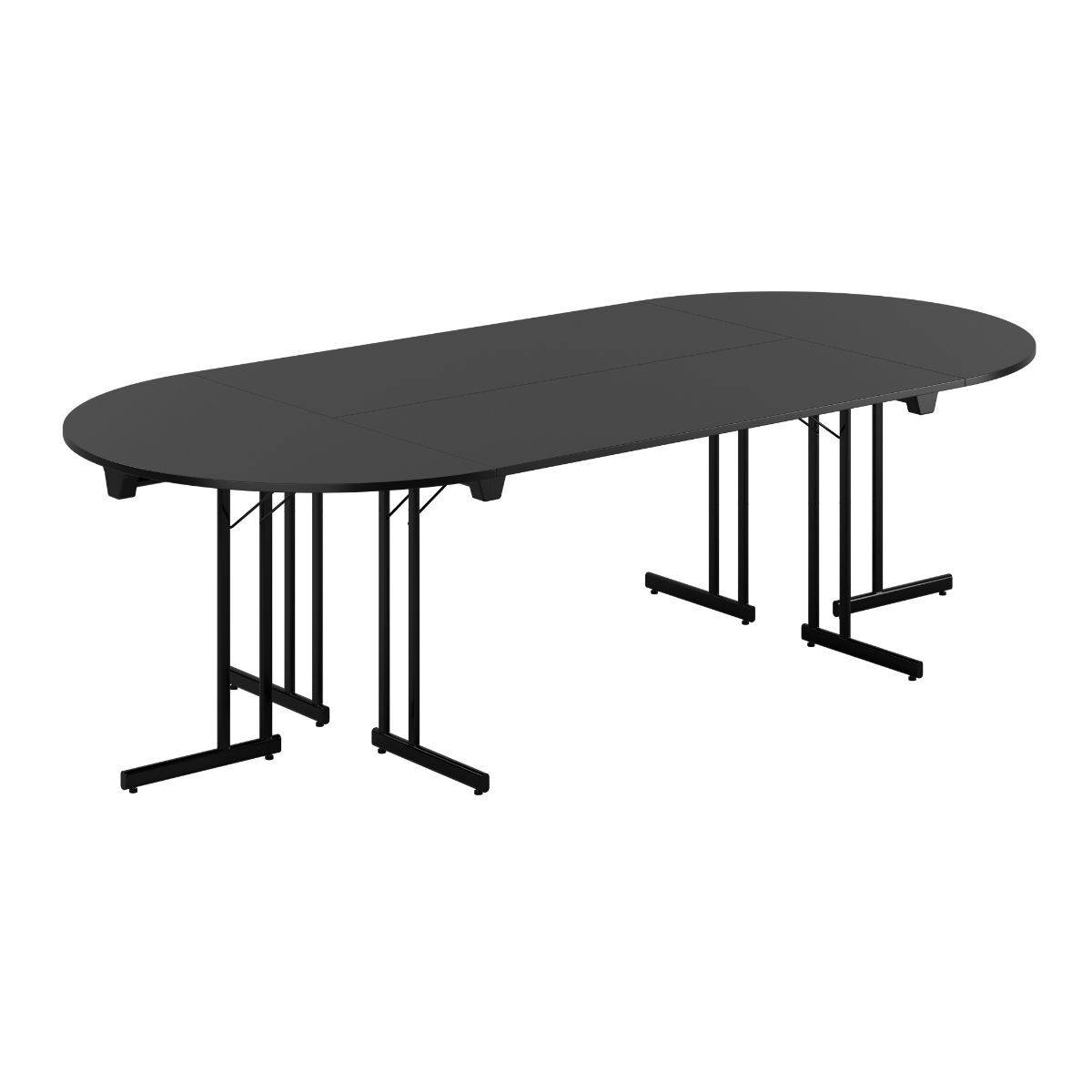Konferencebord - 260x120cm - Sammenklappeligt bord - Sort -sort.
