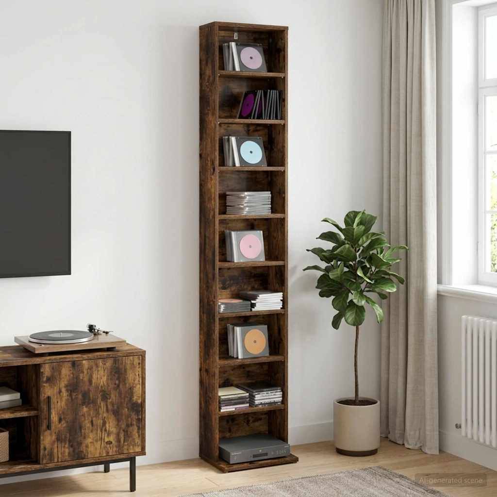 vidaXL CD Skåp Rökt ek 33 x 23,5 x 175 cm Konstruerat trä