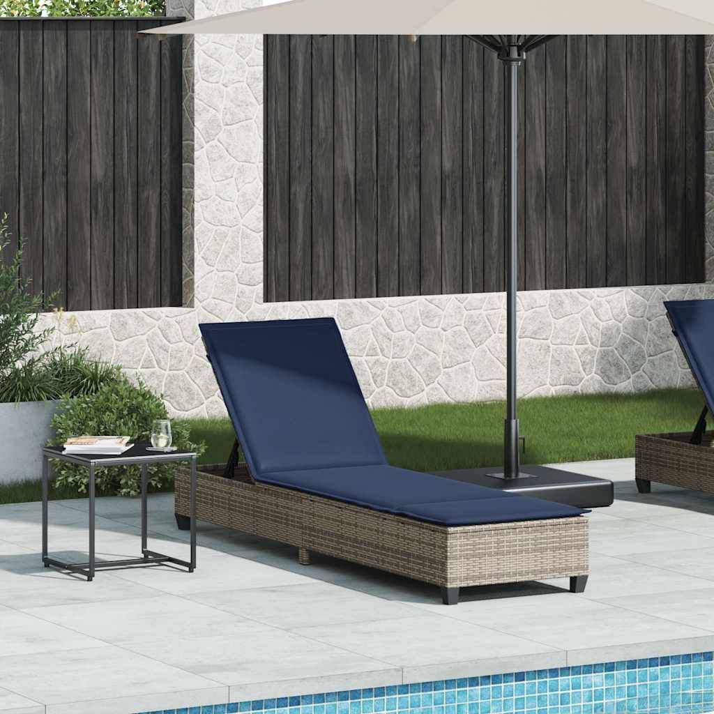 Liggestol Med Hynder 55x200x25,5 Cm Polyrattan - Grå / Marineblå