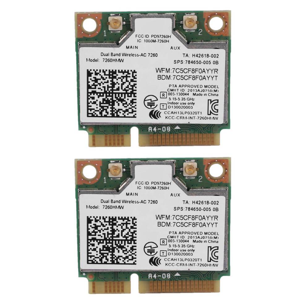 2x Dual Band AC1200 trådløs adapter til 7260 7260HMW AC MINI PCI-E-kort 2.4G/5G Wifi + Bluetooth 4.0