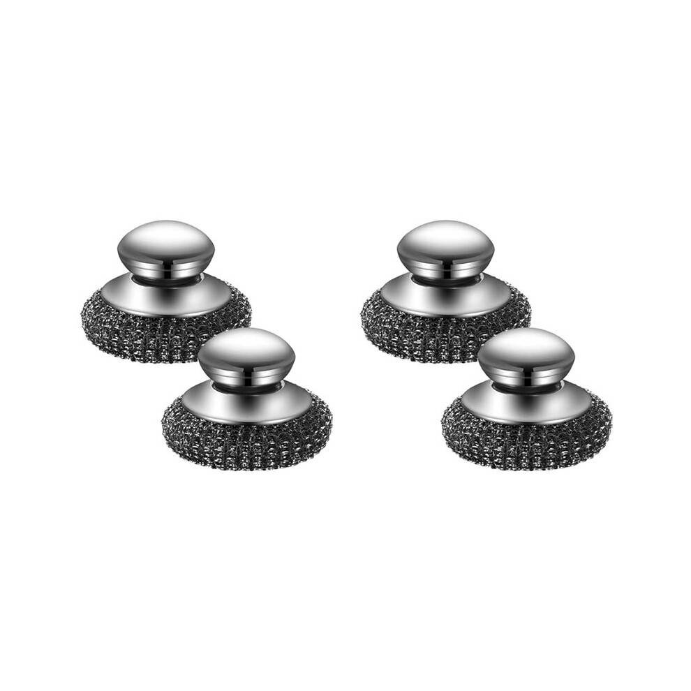 4Pack Steel Dish Scrubber, Stainless Steel Dish Brush with Handle for Cleaning Dishes,Cast Iron,Stock Pots,Pans
