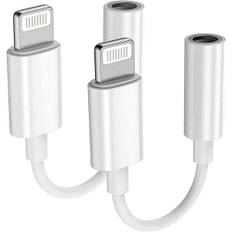 2-pak Apple Lightning til 3,5 mm hovedtelefonstik Adapterkontakt Aux Audio Hovedtelefoner/Hovedtelefondongle Stereokabel til Iphone 7/7 Plus/8/8 Plus/x/xs