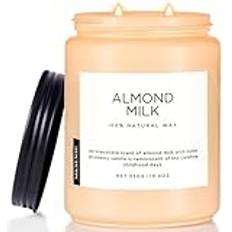 M&SENSE Doftljus i Glas Gift Set för Kvinnor, Mandelmjölk Sojaljus 2Wick 550g Burkjus, 110 Timmars Långvarig Brinntid, Naturligt Ekologiskt Sojavax, Avslappnande Aromaterapi Vanilj för Män