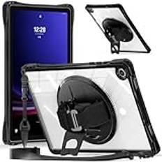 Tablet PC-fodral Case Compatible with Samsung Tab A9 Plus 11 inch 2023 SM-X210/SM-216B/SM-X218 Case, Sturdy Full-Body Shockproof Protective Case with Rotating Stand, Hand/Shoulder Strap Skydd(Siyah)