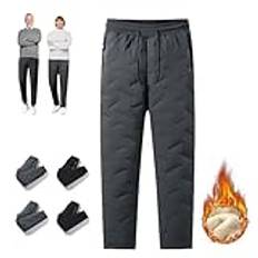 Lammull fleecefodrade joggers, fleece aktiv unisex fleecefodrade vattentäta byxor, vinter varma luddiga leggings joggingbyxor, grå-B, 3XL