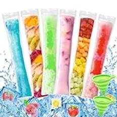 Joycabin 200 stycken popsicle-väskor isglass formar påse BPA-fri ispop pouch med 2 trattar gör-det-själv isglass formar för yoghurt, juice, glass, gästpresenter