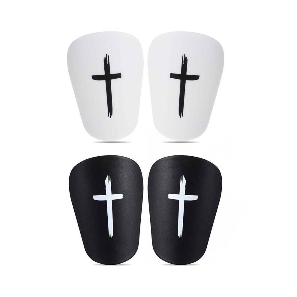 2 Pairs Small Shin Pads, Shin Pads for Soccer, Protective Gear for Teens and Adults, Black & White Design XS
