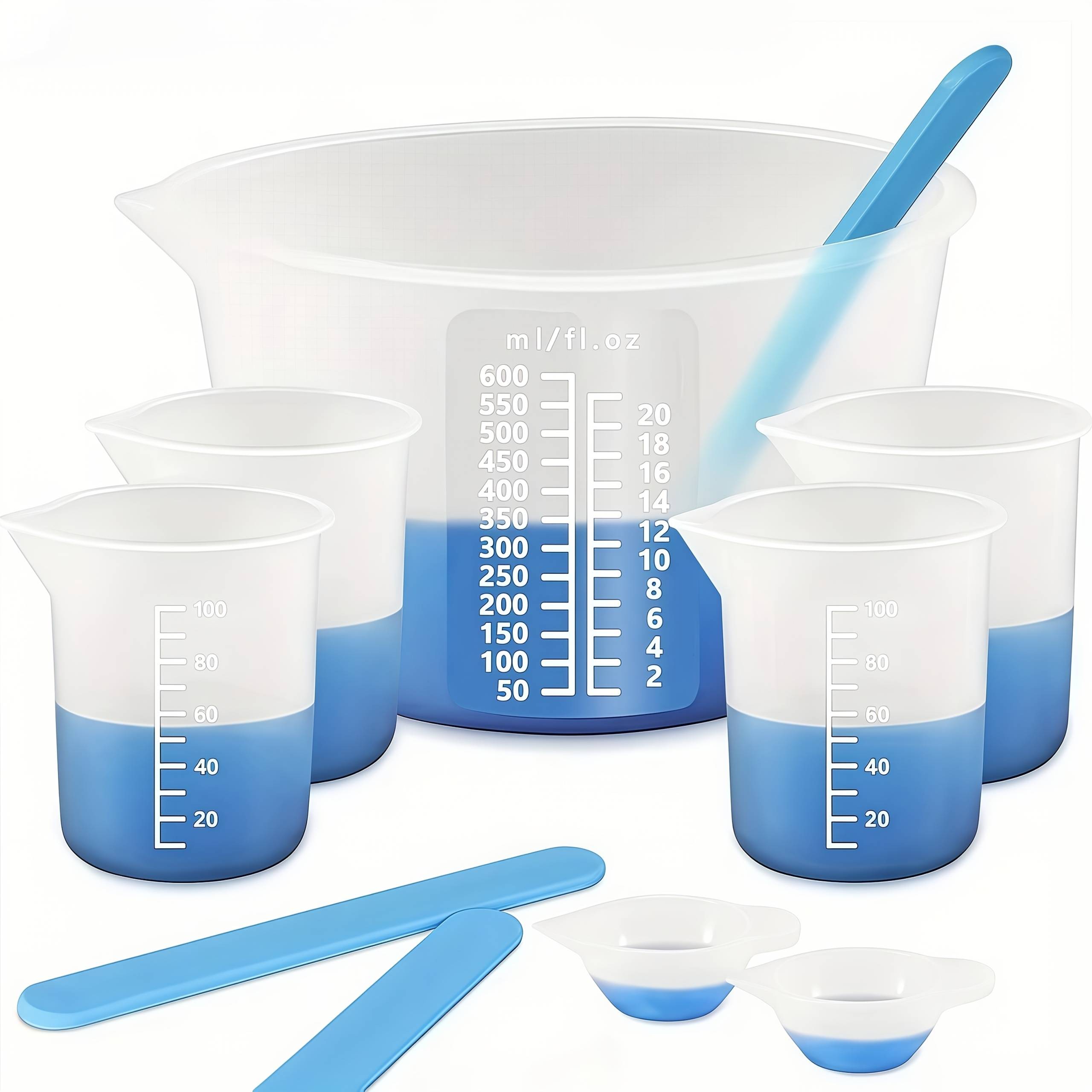 TEMU 9pcs/10pcs Silicone Resin Casting Mold Toolkit / 9pcs Diy Resin Crafting Kit With Dual Silicone Measuring Cups, Epoxy Resin Supplies, Molds, Jewelry Making