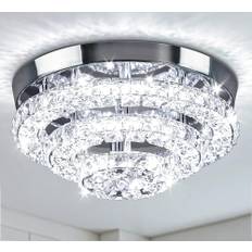 Cainjiazh Kristallkronor Modern taklampa kristallampa LED-kronor Ljuskrona i halvhöjd K9 rostfritt stål, ljuskrona för vardagsrum, sovrum och matsal hall (vit)
