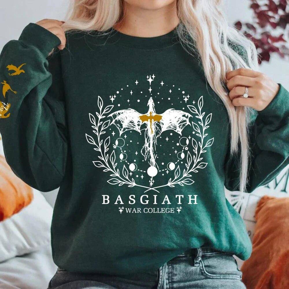 Fourth Wing Sweatshirt Basgiath War College Sweatshirt Dam Grafiska Hoodies Ryttare Quadrant Fantasy Reader Bookish Pullover Top cm
