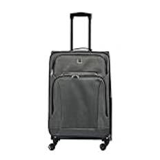 Infinity läder lätta resväskor 4 hjul bagage resväskor mjuka väskor kabinuppsättning, Grå, M - 26"