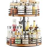 Lazy Susan justerbar skivspelare - 2 nivåer trä roterande kryddhylla 30 cm lat Susan för kök bänkskåp skafferi skåp matbord badrum kaffebar hemförvaring