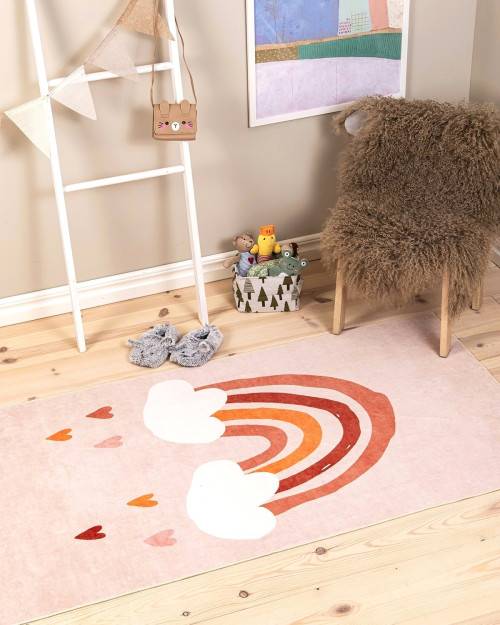 Rainbow beige - barnmatta 140 x 200 cm - Beige (140 x 200 cm)