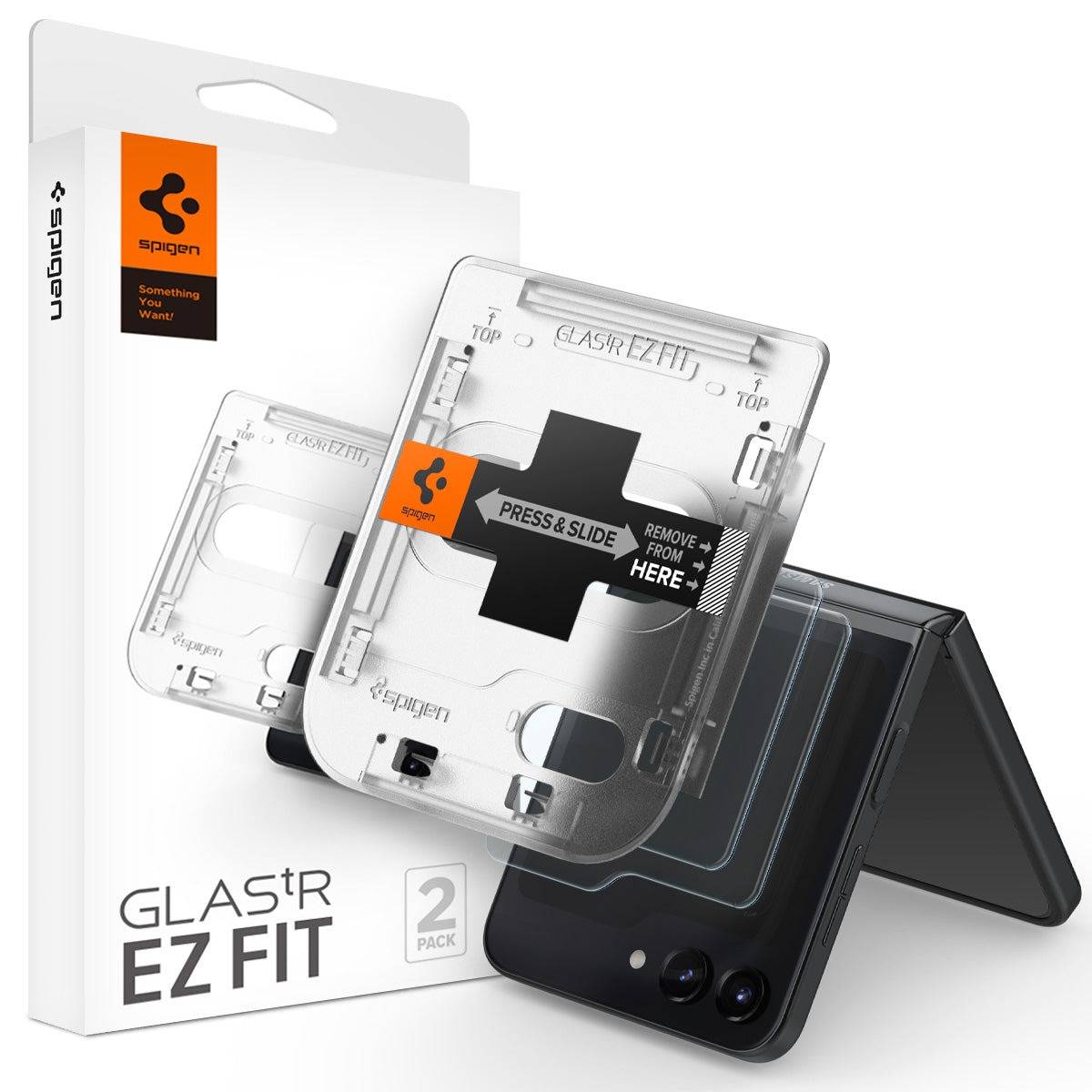 Spigen Galaxy Z Flip 5 Cover Skärmskydd GLAS.tR EZ Fit (2-pack)