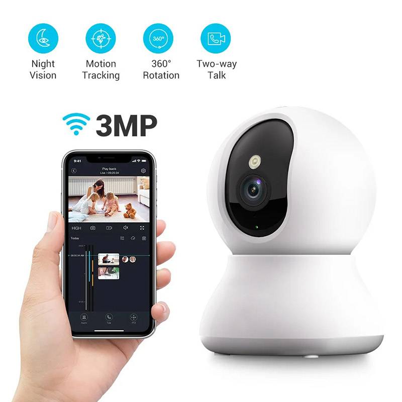 Smart IP Camera 2K 360° Video CCTV WiFi Night Vision Wireless Webcam Security Cam View Baby Monitor