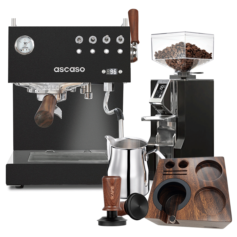 Ascaso Steel Duo Plus Black Espressomaskin inkl. Eureka Mignon Libra 55 Krom/Mattsvart Espressokvarn & Baristautrustning