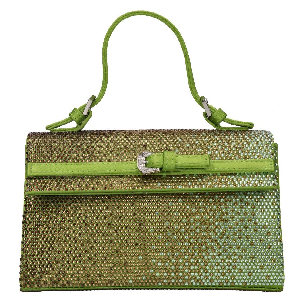 GEDEBE Mini satin og rhinstens taske - Tasker - Dame - Grøn - ONE SIZE - Satin