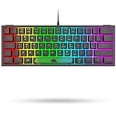 K61 60% USB Trådbundet Svart Speltangentbord, 62 Nycklar Kompakt Mini RGB Bakgrundsbelyst Tangentbord - Mekanisk Känsla Ergonomisk Anti-ghosting Medianyckel, För PC Laptop MAC Gamer Office