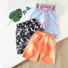 Tween Boy Tie-Dye Tie Dye Strandshorts Set, Flerfärgad Sommarresortstil - Svart (8Y,9Y,10Y,11Y,12Y)