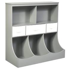 Leksakshylla med 5 fack & 3 lådor barnhylla leksaksupplägg 93 x 40 x 94 cm grå