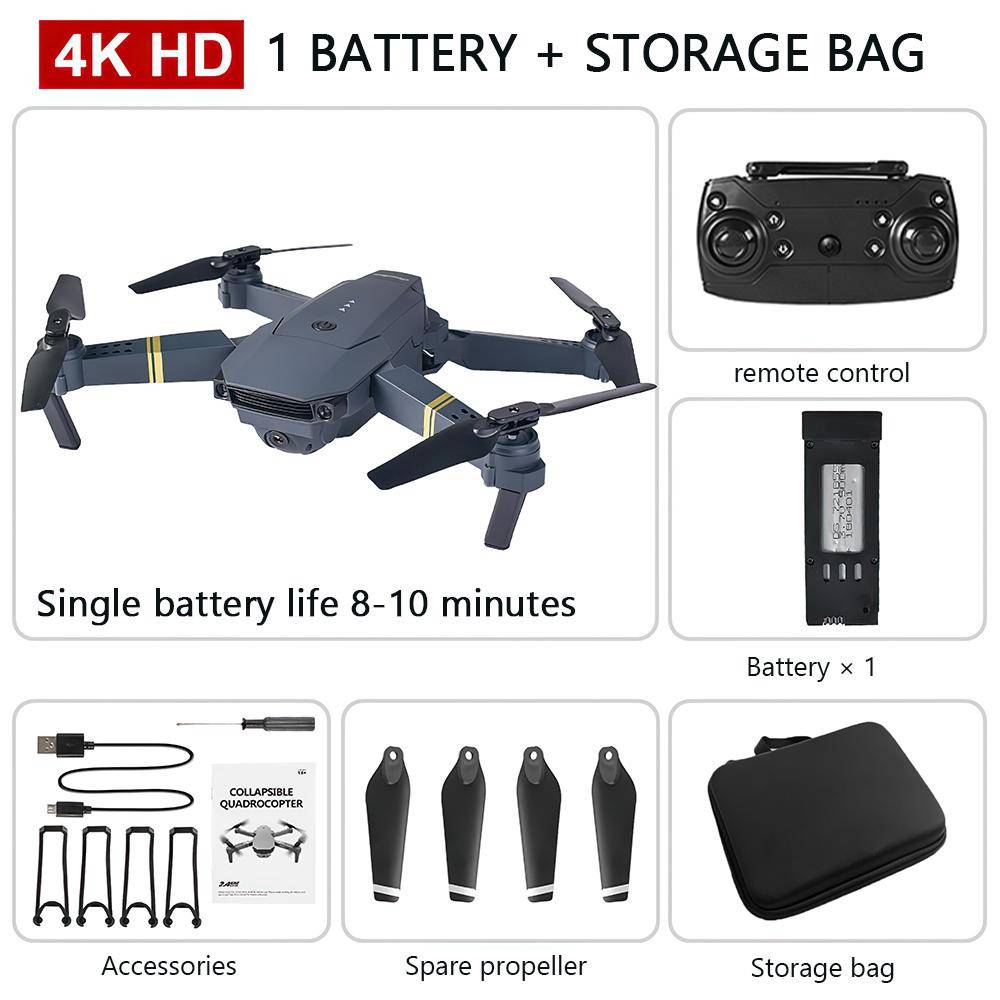 E58 RC Drone Professionell HD 4K/1080P Wifi Vidvinkelkamera Flygfotografering Quadcopter Vikbar 360 graders Selfie RC-leksak single camera 1 battery