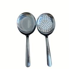 TEMU 2pcs Stainless Steel Short Handle Spoon, Colander, Restaurant Common Spoon, Colander, Vegetable Spoon, Household Rice Spoon, Flour Spoon
