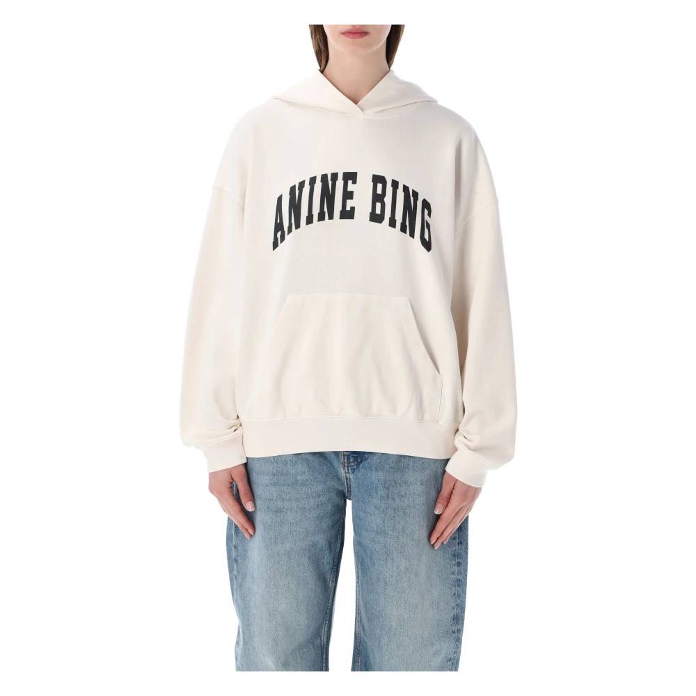 Anine Bing Harvey Hoodie - Sweatshirts - Dame - Hvid - L - Bomuld