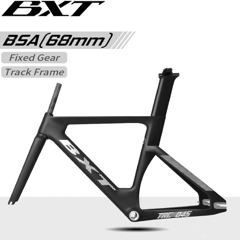 BXT Kolfiber Bana Ram Kolfiber BSA Fiber Racing Banacykel Ramset Fixed Gear cykelram 120*9mm bakre gaffelände Cykeldelar svart